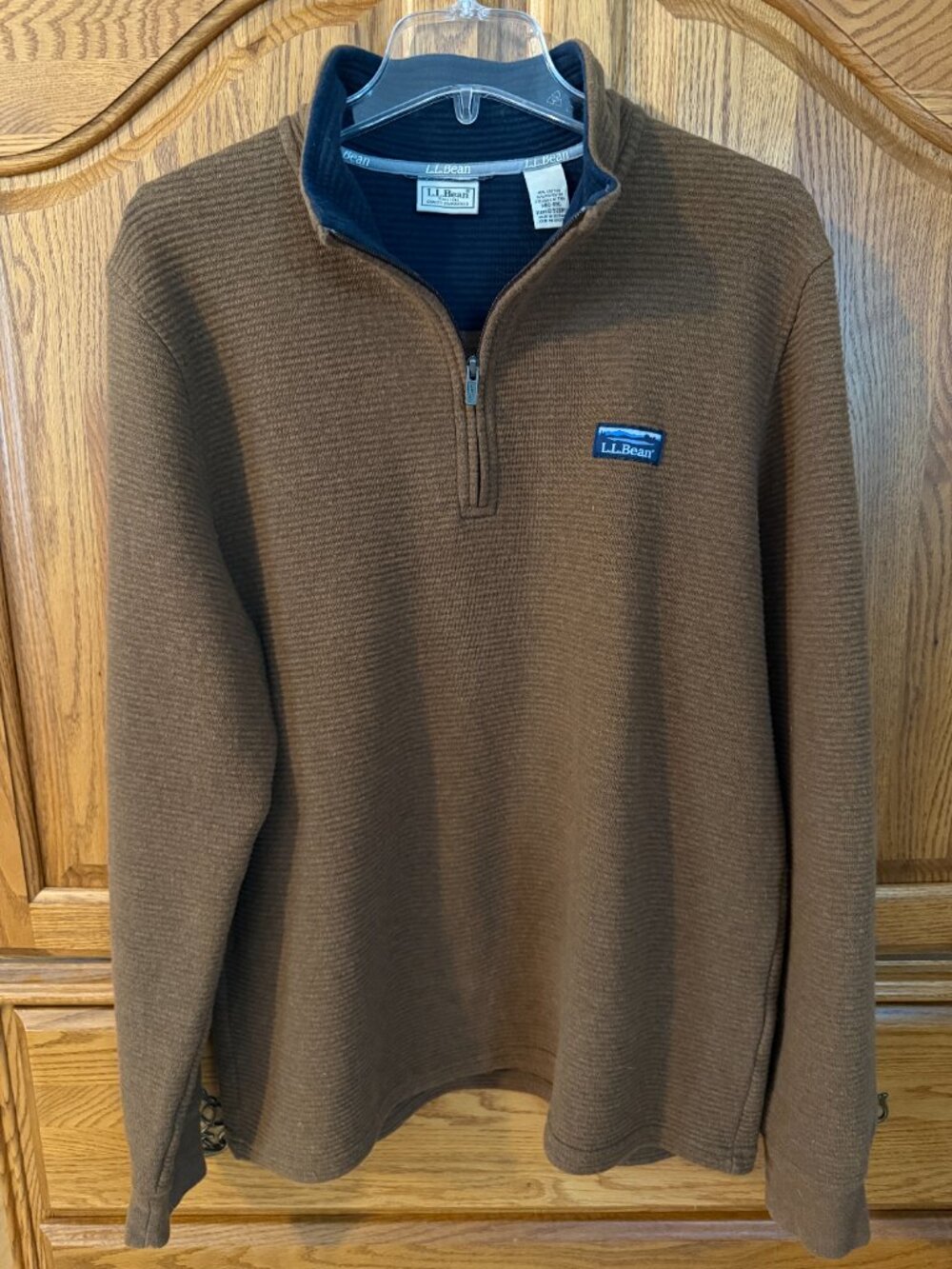 L.L. Bean Lakewashed Quarter Zip Pullover Sweater Textured Logo Size Medium